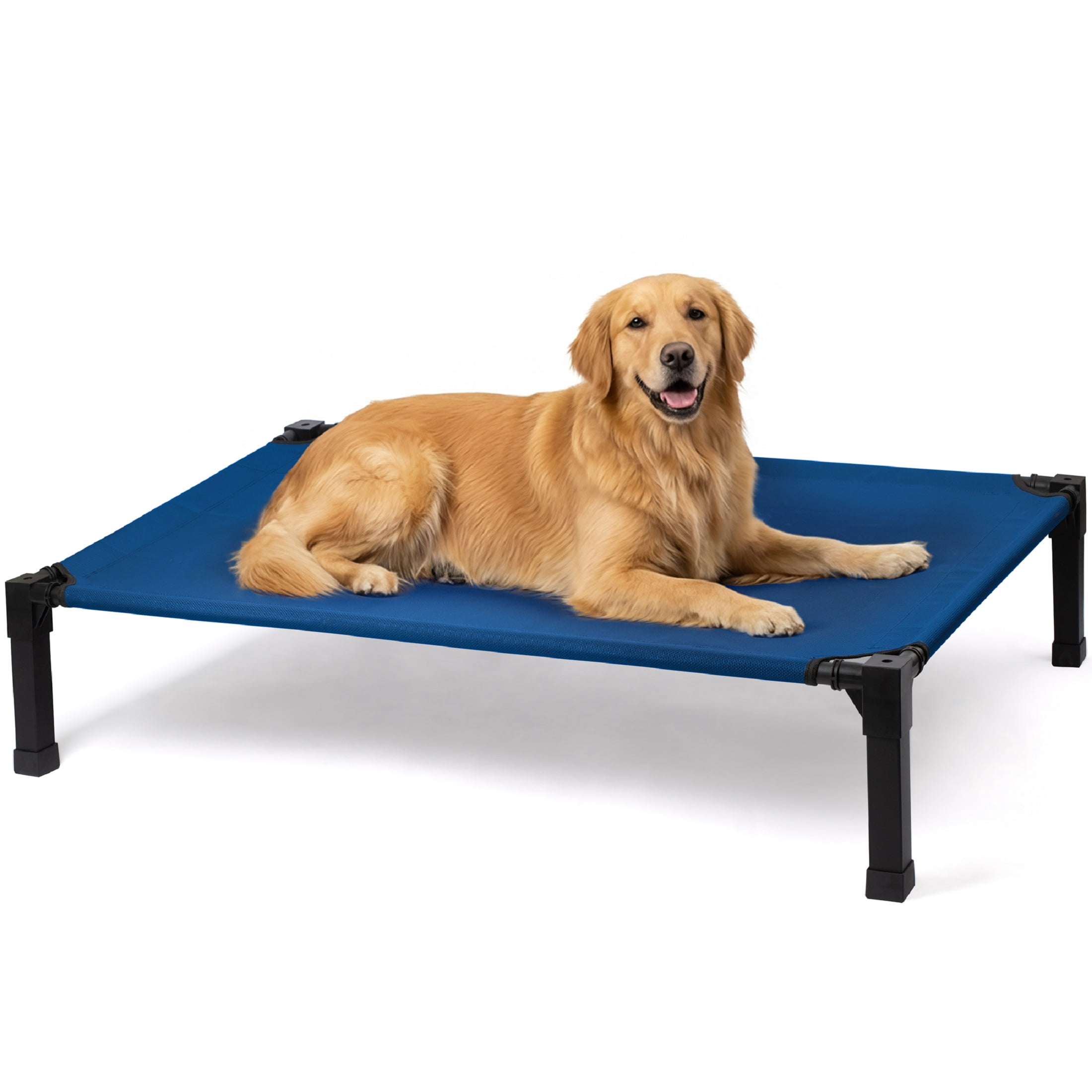 Elevated Dog Bed, Cooling Raised Bed, Portable&No-Slip for Outdoor or Indoor Use, Navy, Large, 51"L x 36"W x 9.3"H
