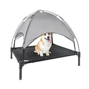 Elevated Dog Bed, Cooling Raised Mesh Pet Cot w/Removable Canopy Shade Tent, Portable Dog Cat Tent for Outdoor & Indoor Use,Carrying Bag (30”x24")
