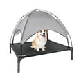 Elevated Outdoor Dog Bed, Cooling Mesh Pet Cot with Removable Canopy