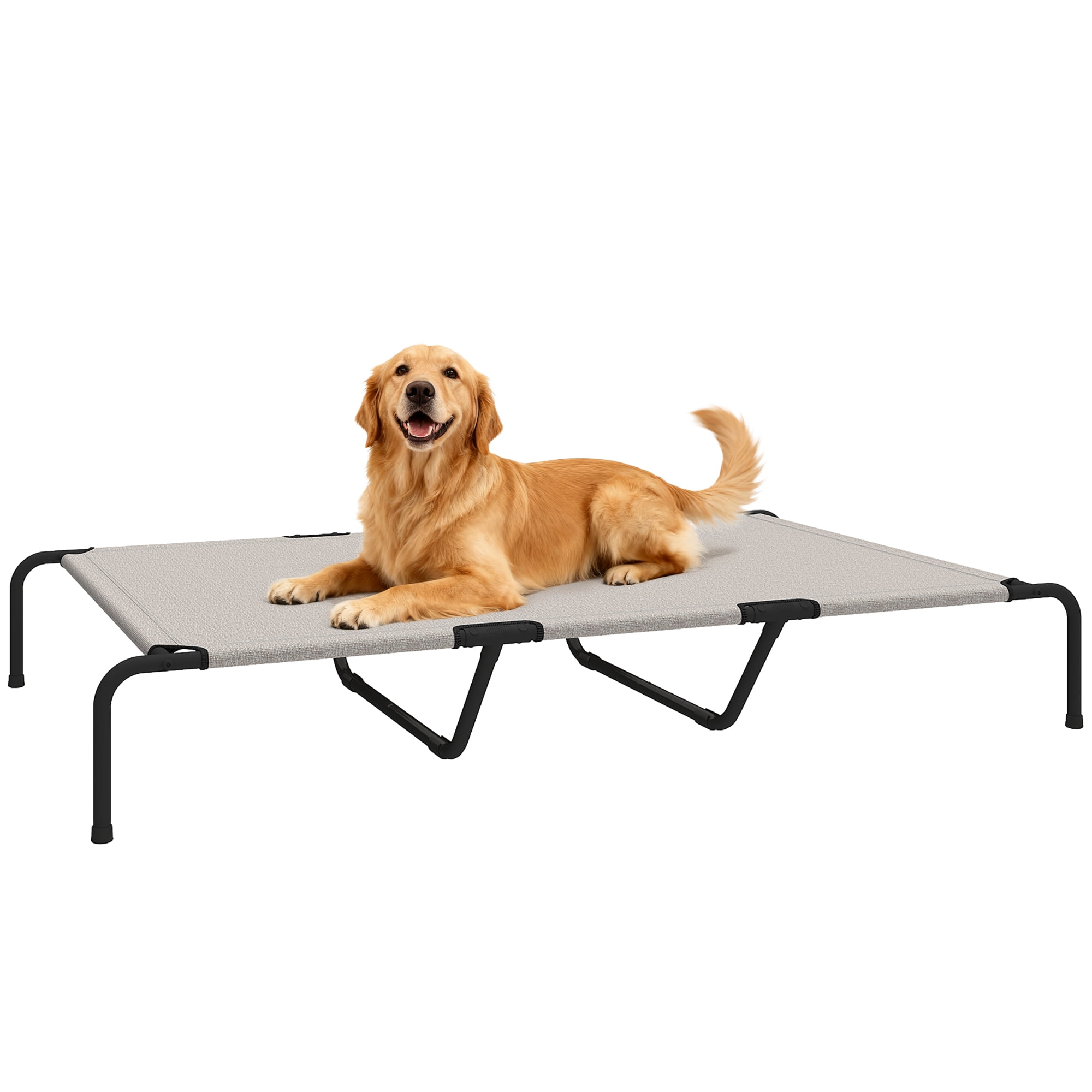 Elevated Dog Bed Large Breeds Outdoor Dog Bed Breathable Mesh Steel Frame Beige, 60"L