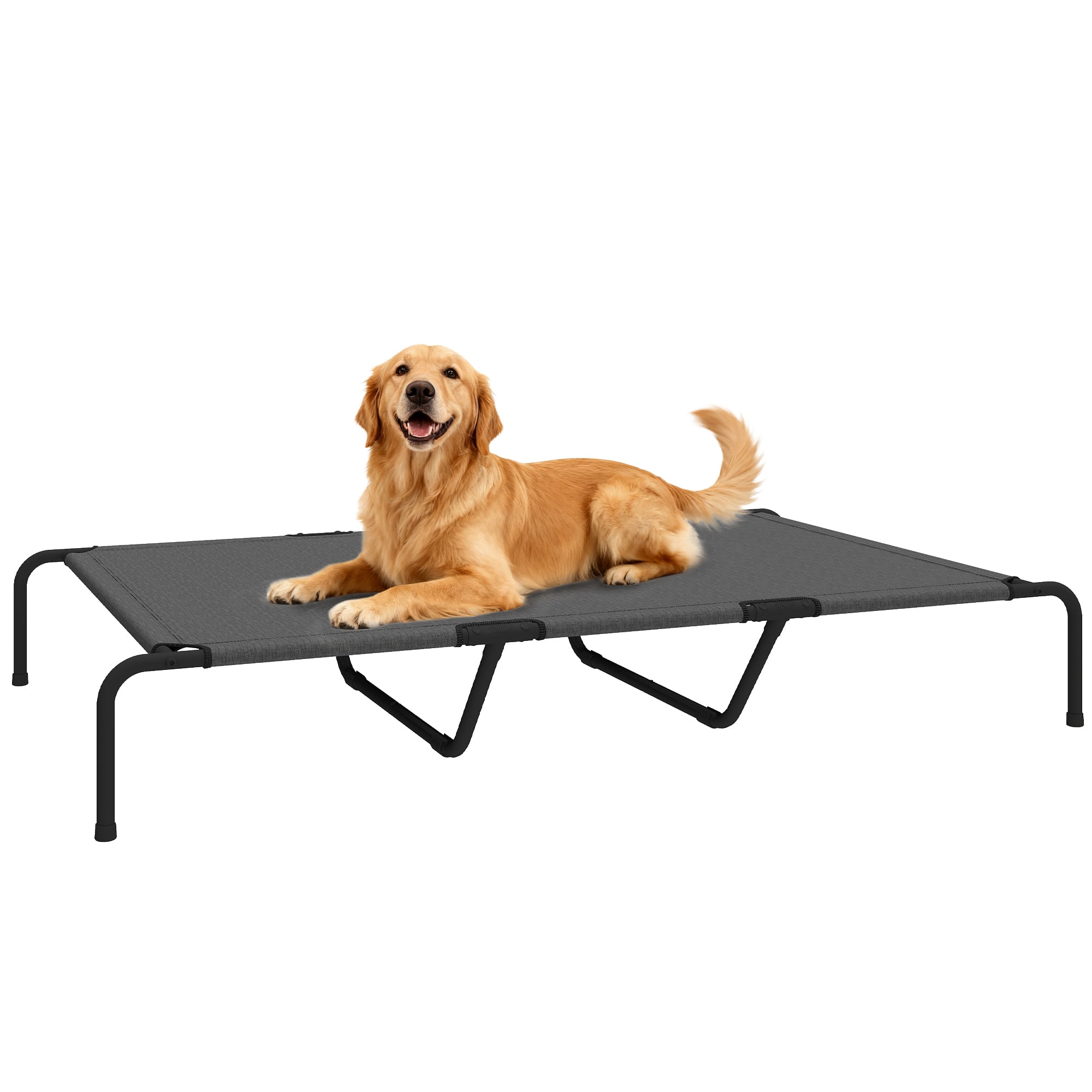 Elevated Dog Bed Large Breeds Outdoor Dog Bed Breathable Mesh Steel Frame Gray, 60"L