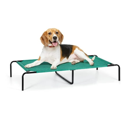 Elevated Dog Bed Outdoor Medium Small Raised Pet Dog Cot Breathable Mesh Portable Indoor Chew Proof Puppy Beds for Medium, Small Pets, 32 × 21.2 × 7.5 Inches, Green