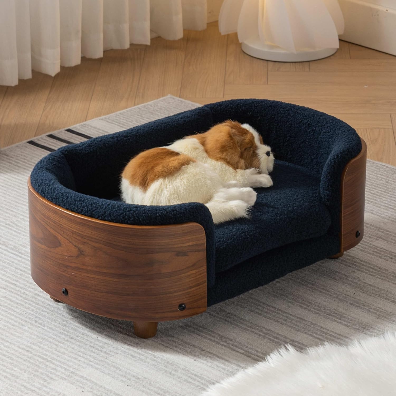 Elevated Dog Bed Pet Sofa With Solid Wood legs and Bent Soft Backrest