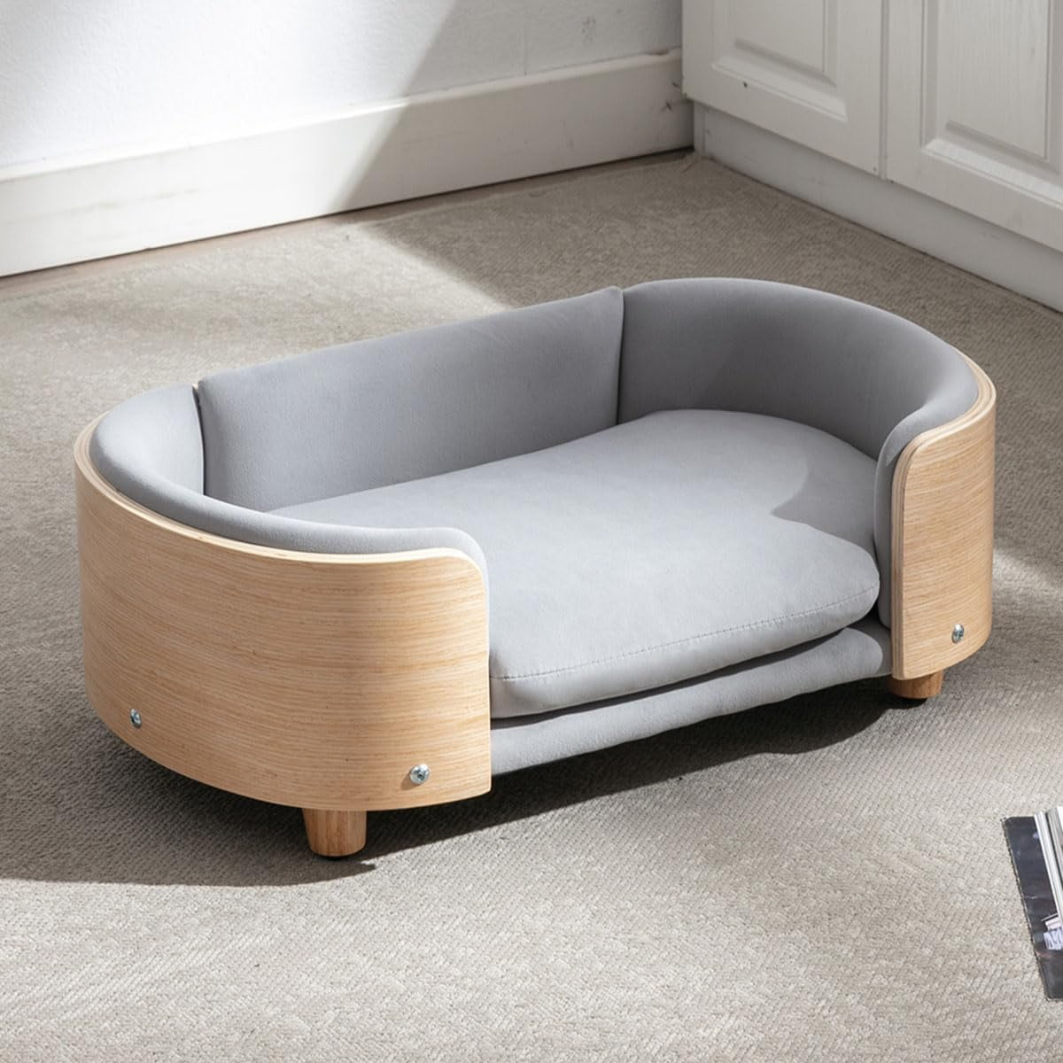 Elevated Dog Bed Pet Sofa With Solid Wood legs and Bent Soft Backrest