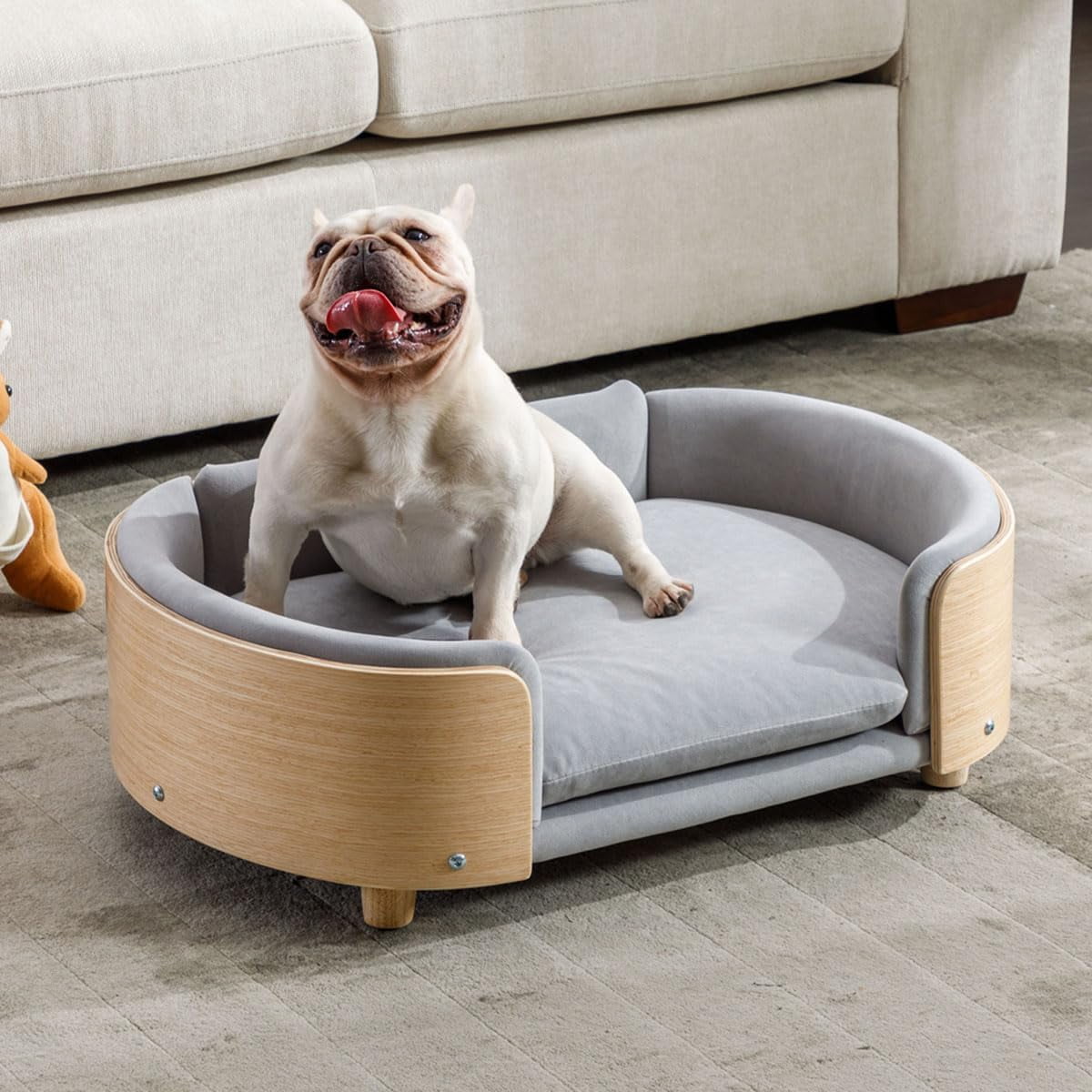 Elevated Dog Bed Pet Sofa With Solid Wood legs and Bent Soft Backrest ...