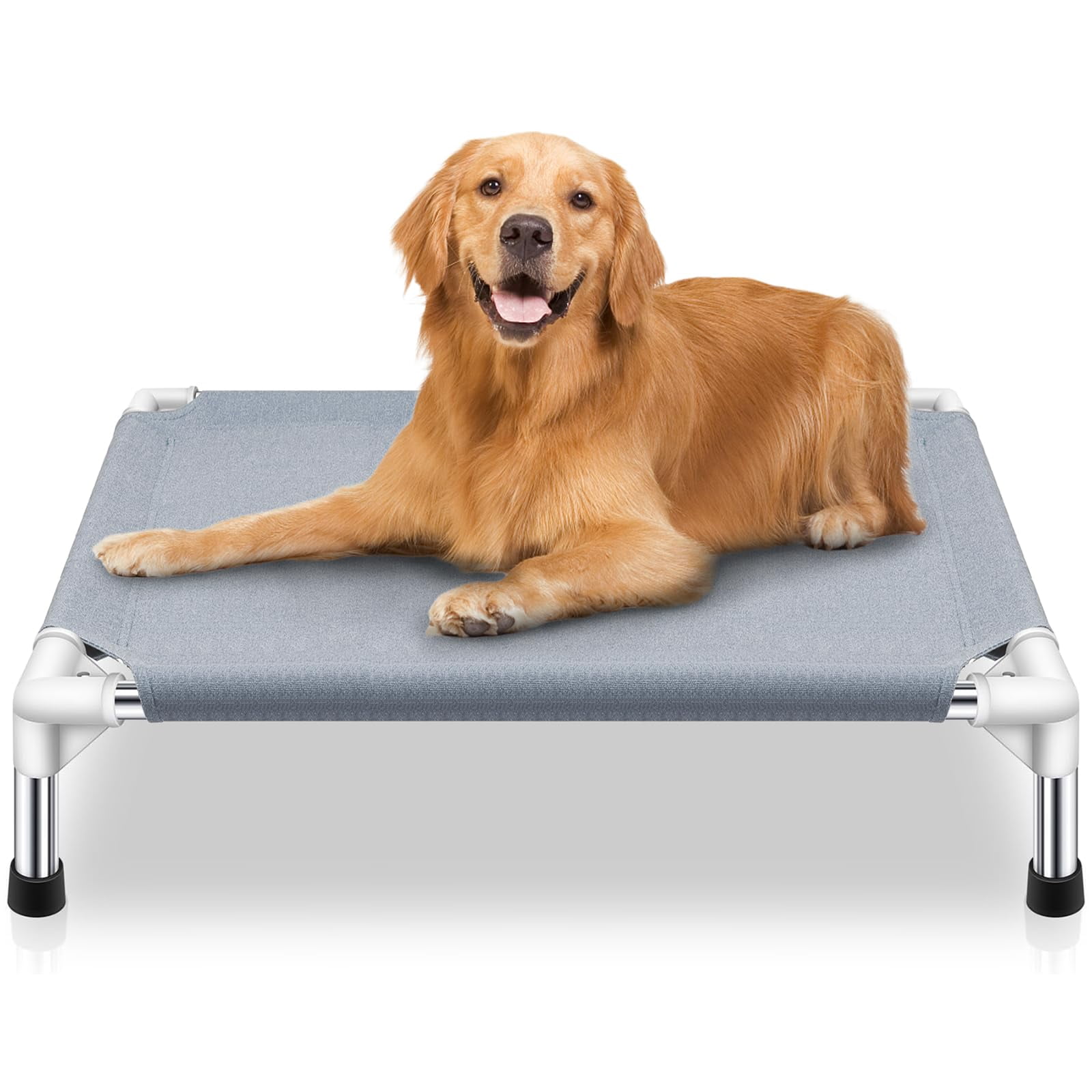 Elevated Dog Bed  Raised Outdoor For Medium Dogs Portable Pet Cots With No-slip Rubber Feet Double Layer Polyester Cotton