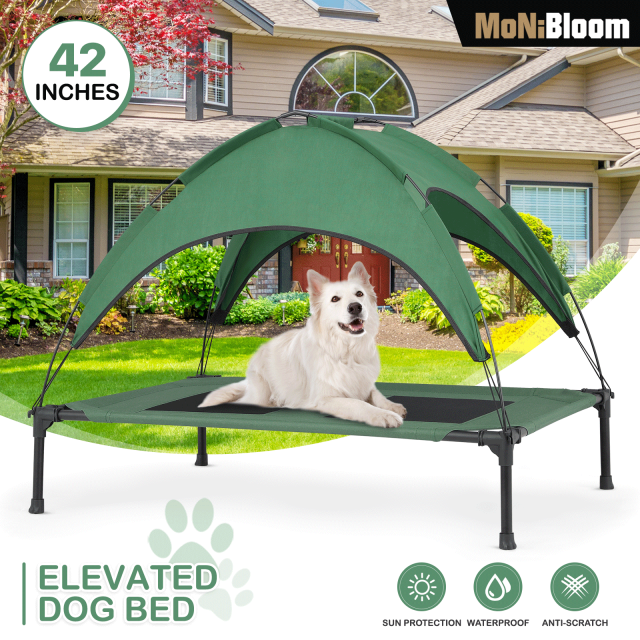 Elevated Dog Bed with Removable Canopy, 2in1 Indoor/Outdoor Oxford