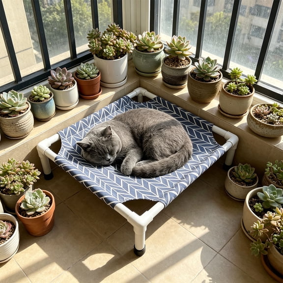 Elevated Dog Bed - Soft Comfortable Fabric, Easy to Clean, Raised Design for Air Circulation, Durable Pet Cot for Small Dogs, Breathable & Stable Puppy Bed (20.8"x18.9"x5.1", C)
