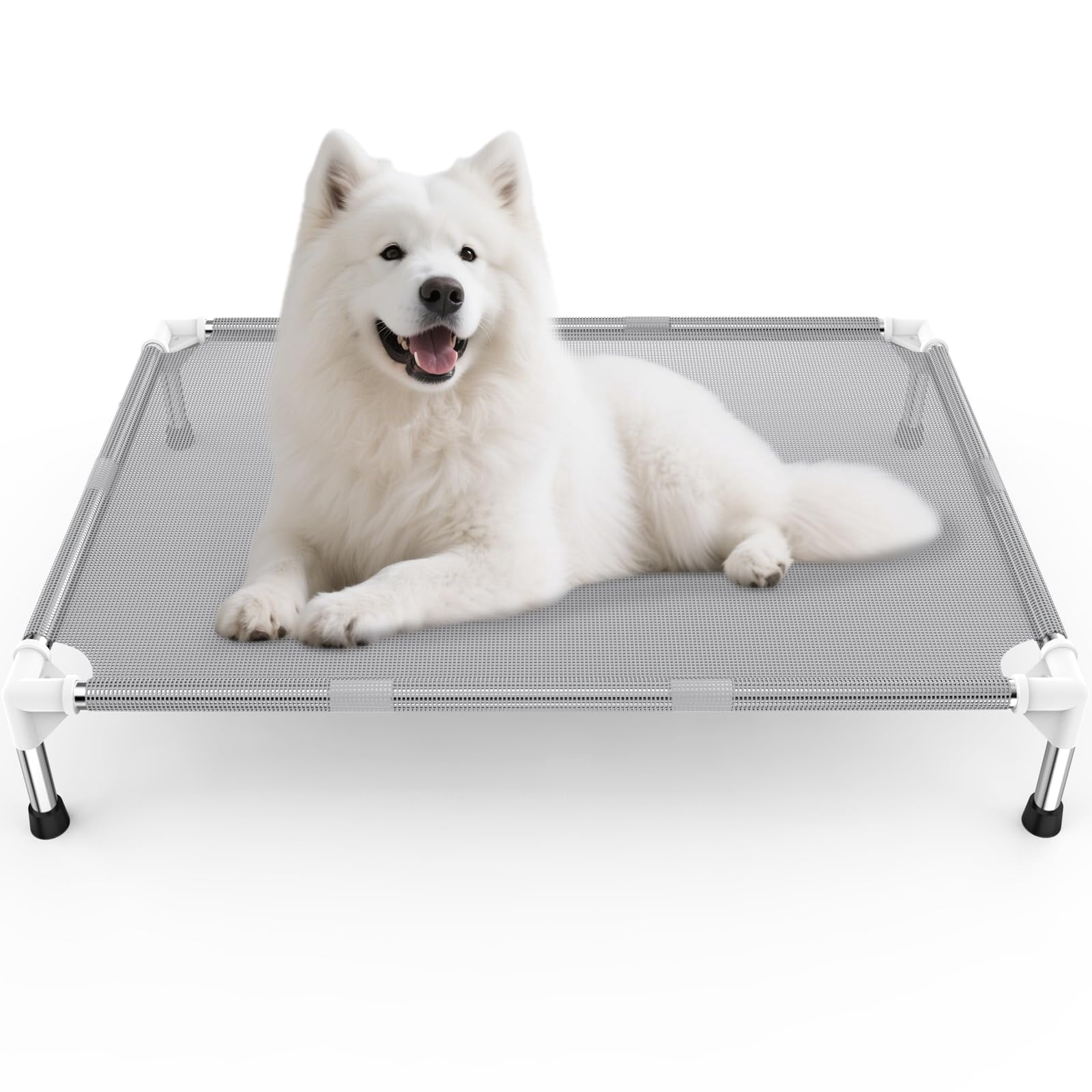 Elevated Dog Bed With Teslin Fabric - Lightweight For Large Dogs  Waterproof & Washable Breathable Mesh Raised Pet Indoor Outdoor Use Anti-slip Easy Clean