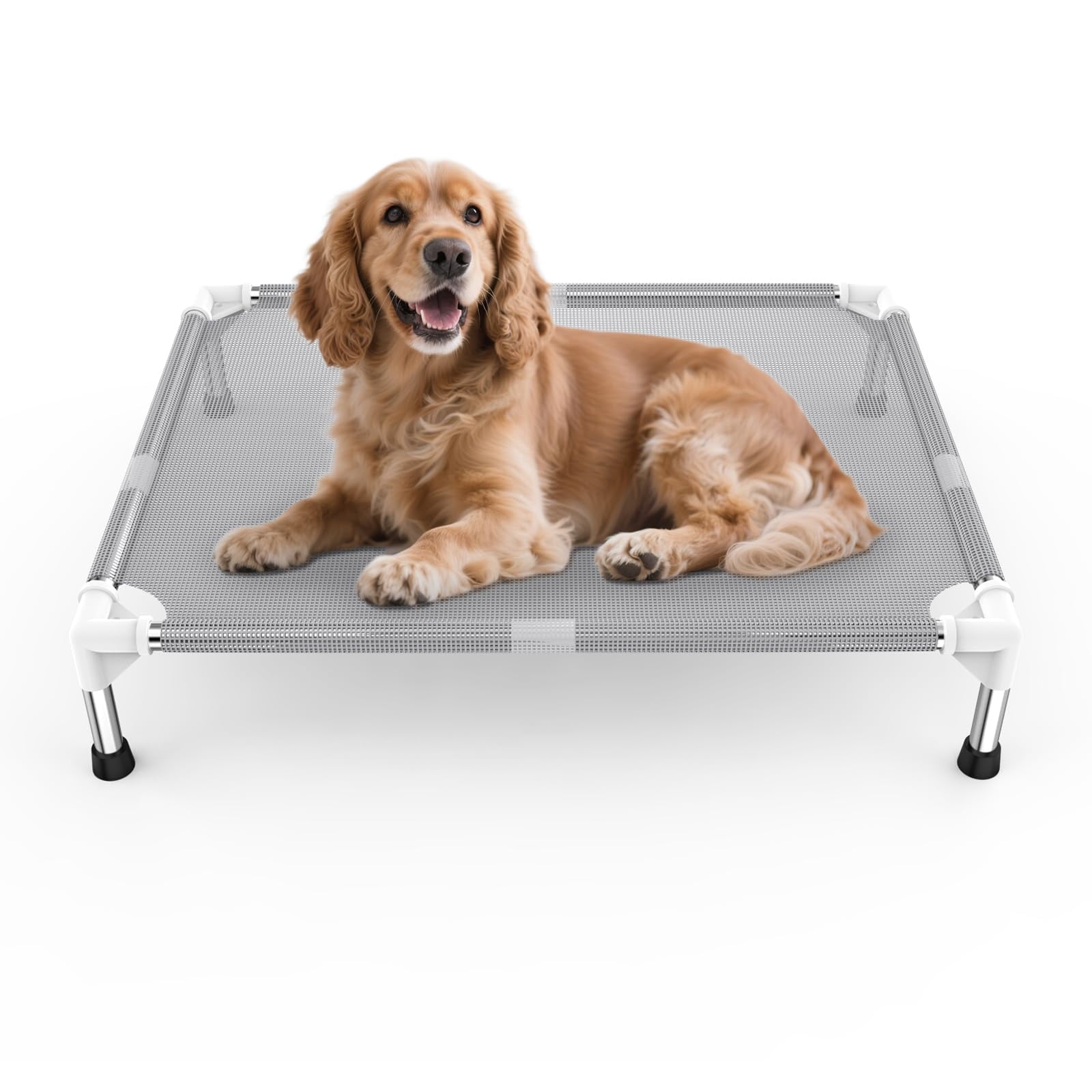 Elevated Dog Bed With Teslin Fabric - Lightweight For Medium Dogs  Waterproof & Washable Breathable Mesh Raised Pet Indoor Outdoor Use Anti-slip Easy Clean