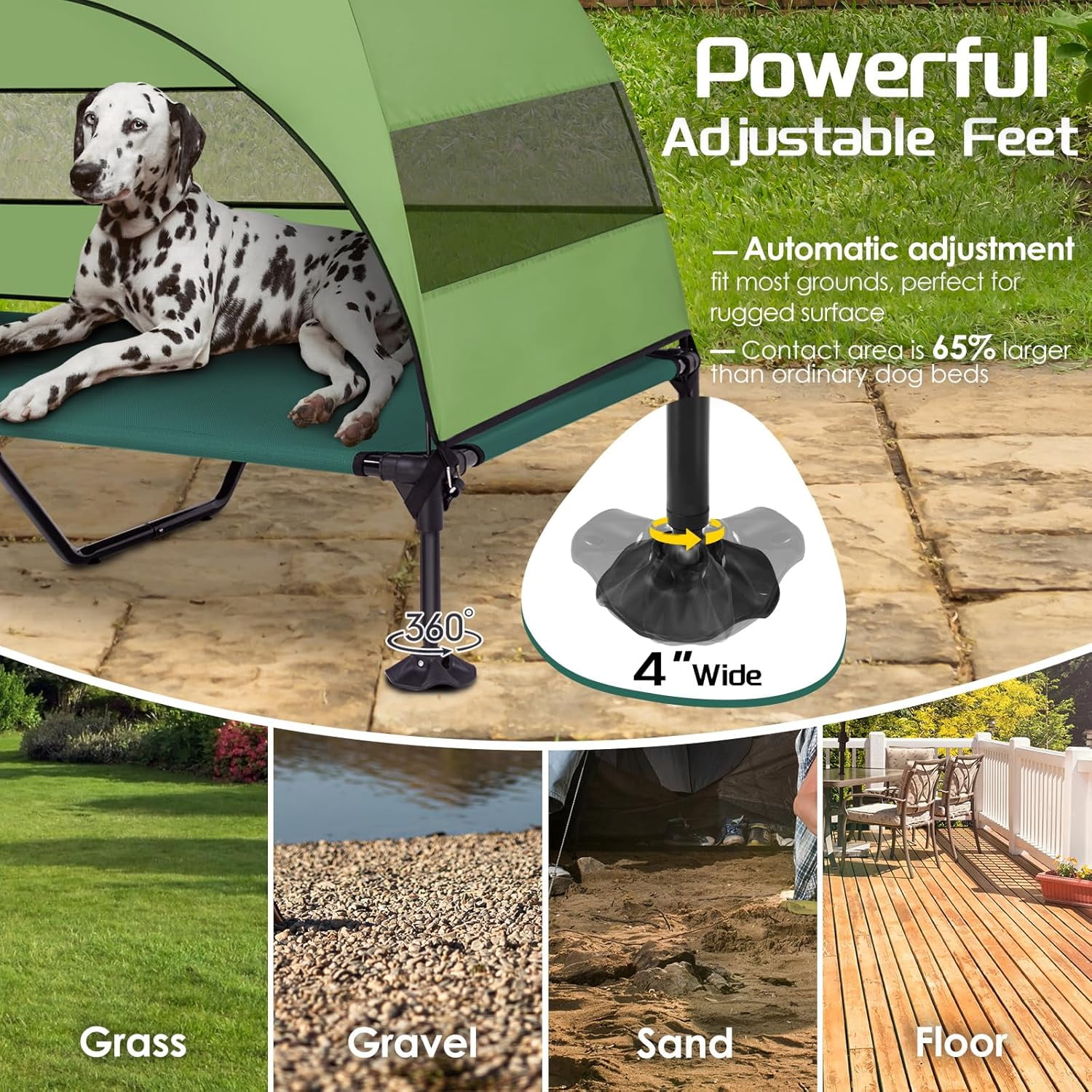View of Elevated Dog Bed with Upgraded Canopy, Raised Outdoor Dog Tent with ...