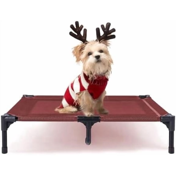 Elevated Dog Bed Waterproof Outdoor, Portable Raised Dog Beds, Dog cots Off The Floor, Dog Beds Easy Clean Indoor or Outdoor Use, Medium, Red