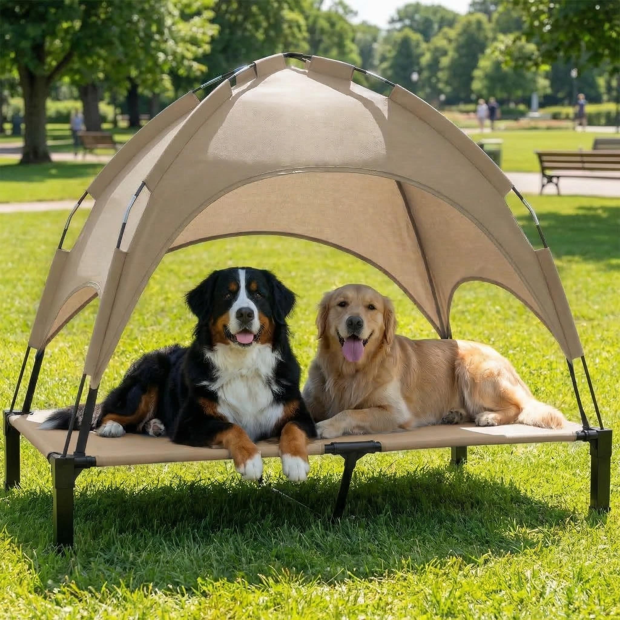 Elevated Dog Bed With Raised Pet For Large Dogs  Outdoor Removable Sun Shade Tent Breathable Mesh Portable Camping Beach Backyard Use