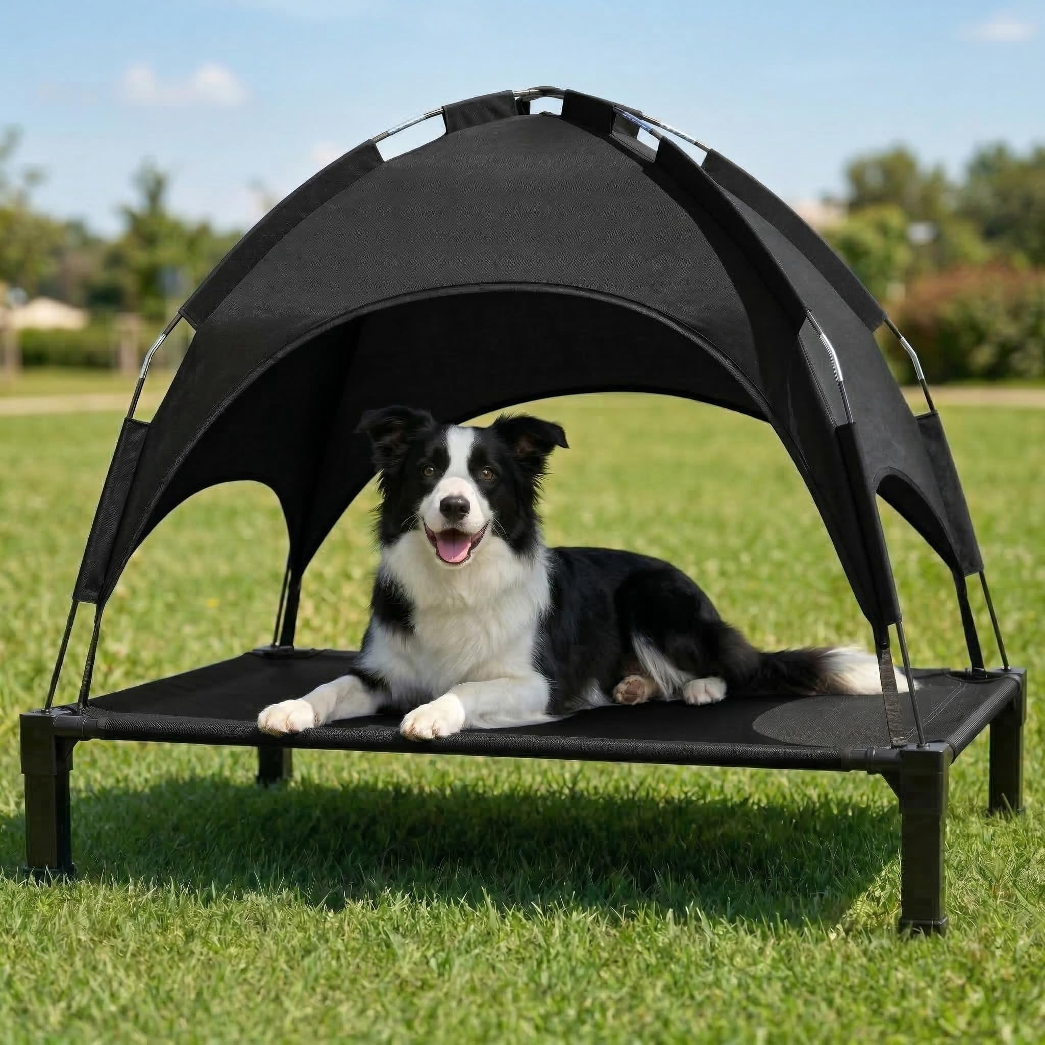 Elevated Dog Bed With Raised Pet For Large Dogs  Outdoor Removable Sun Shade Tent Breathable Mesh Portable Camping Beach Backyard Use