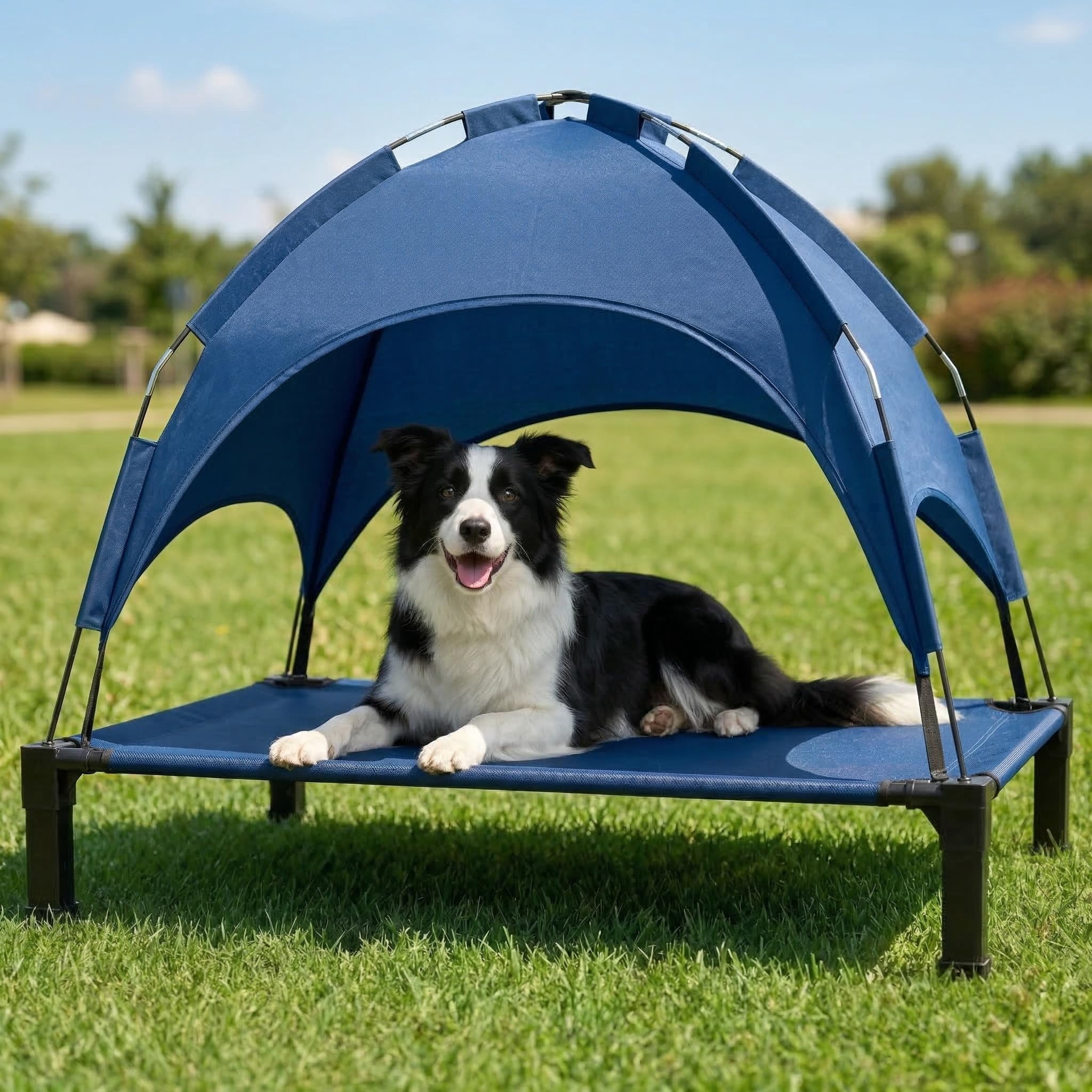 Elevated Dog Bed With Raised Pet For Large Dogs  Outdoor Removable Sun Shade Tent Breathable Mesh Portable Camping Beach Backyard Use