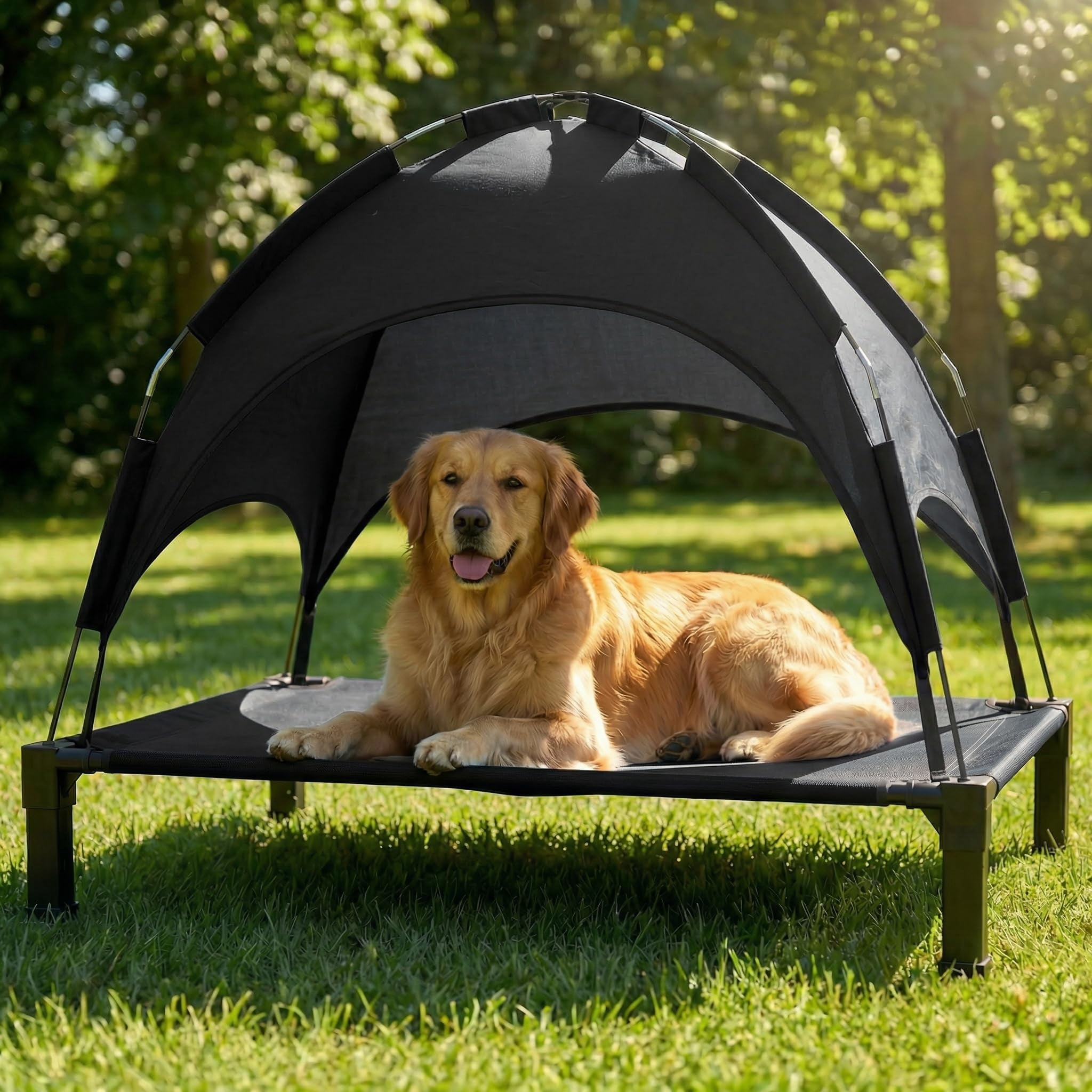 Elevated Dog Bed With Raised Pet For Large Dogs  Outdoor Removable Sun Shade Tent Breathable Mesh Portable Camping Beach Backyard Use