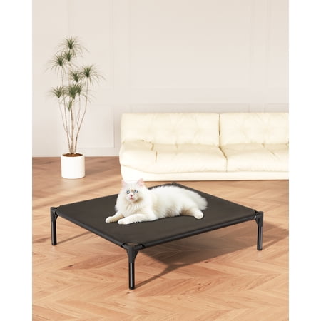 Elevated Dog Bed for Large Dogs, Raised Dog Cot Beds, Indoor & Outdoor Heavy Duty Pet Beds with Durable Teslin Recyclable Mesh, Black/XL