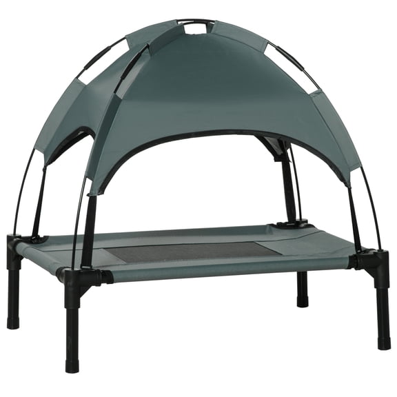 Elevated Dog Bed with Canopy, Outdoor Dog Bed Cot with Removable Shade Tent, Portable Raised Pet Cot Cooling Bed for Dogs and Cats, Grey