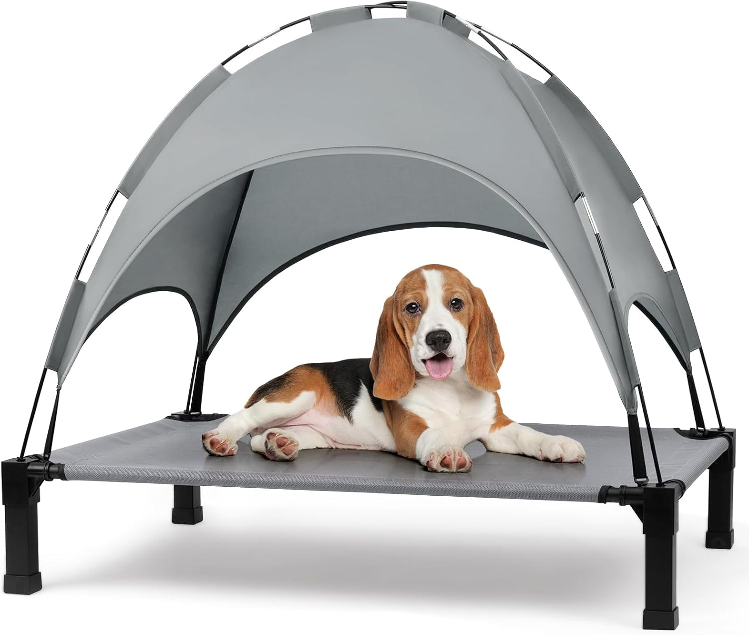 Elevated Dog Bed with Canopy, Outdoor Dog Bed Cot with Removable Shade ...