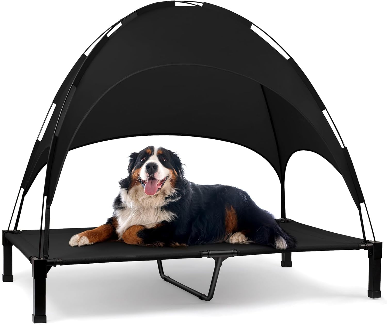 Elevated Dog Bed with Canopy, Portable Dog Cot with Removable Shade ...