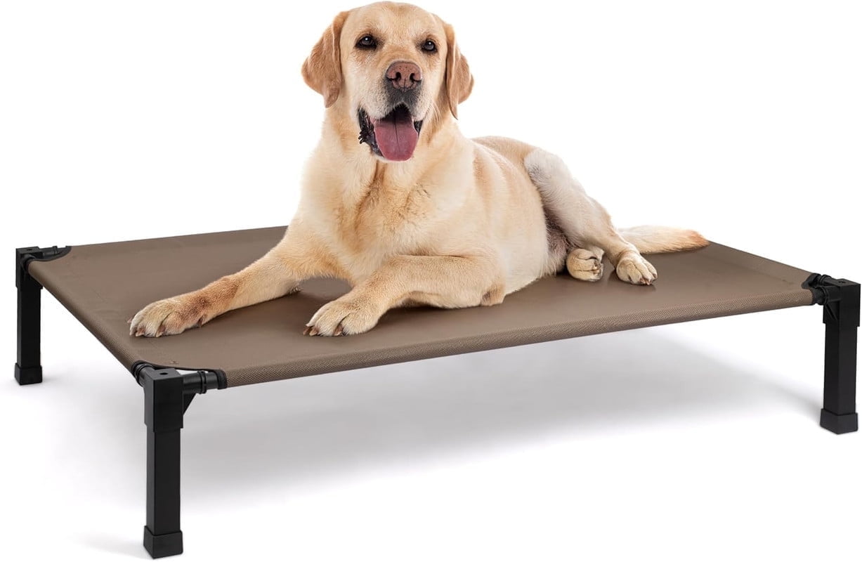 Elevated Dog Bed with Chew Proof Washable Breathable Mesh and Metal Frame, Portable No-Slip Feet for Outdoor or Indoor Use