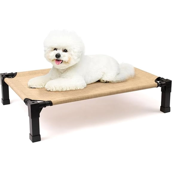Elevated Dog Bed with Chew Proof Washable Breathable Mesh and Metal Frame, Portable No-Slip Feet for Outdoor or Indoor Use