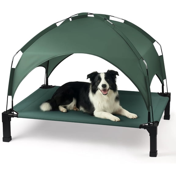 Elevated Dog Bed with Removable Canopy, Portable Dog Cot with Sun Protection Shade Tent, Raised Pet Cooling Cot Bed for Dogs, 42in