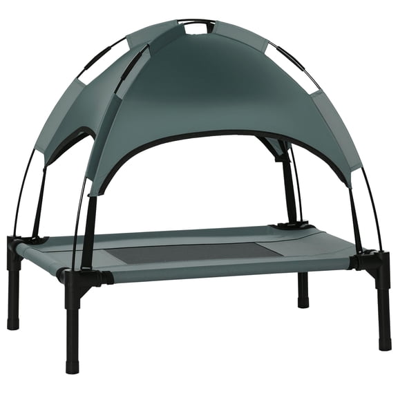 Elevated Dog Bed with Removable UV Protection Canopy Outdoor Pet Cot 24 Inch Gray Camping Bed