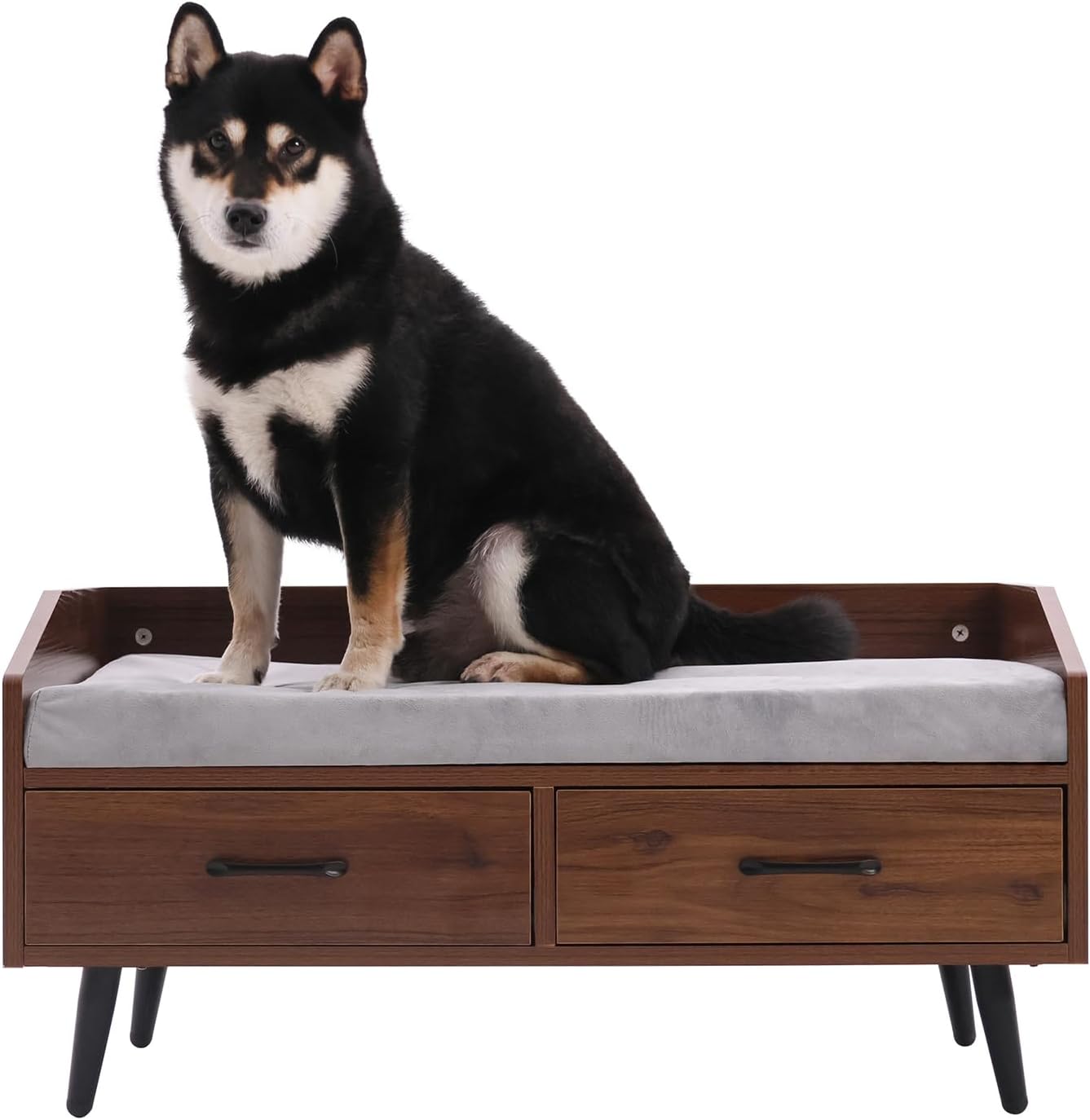 Picture of Elevated Dog Beds Frame with Mattress, Raised Wood Pet Bed Sofa Indoor ...