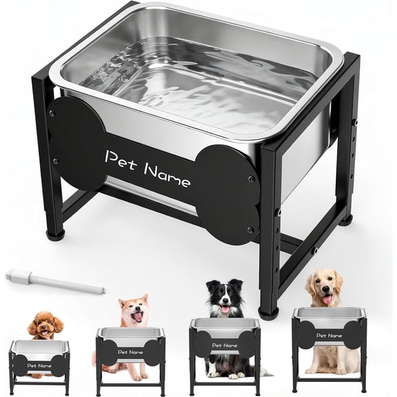 Tivray Elevated Dog Bowl, 2.4 Gallon Adjustable Stainless Steel Water Bowl for Large Breed, Dog Water Feeder, Pet Feeder with Full Metal Stand for Relief Joint Pressure, Easy Clean