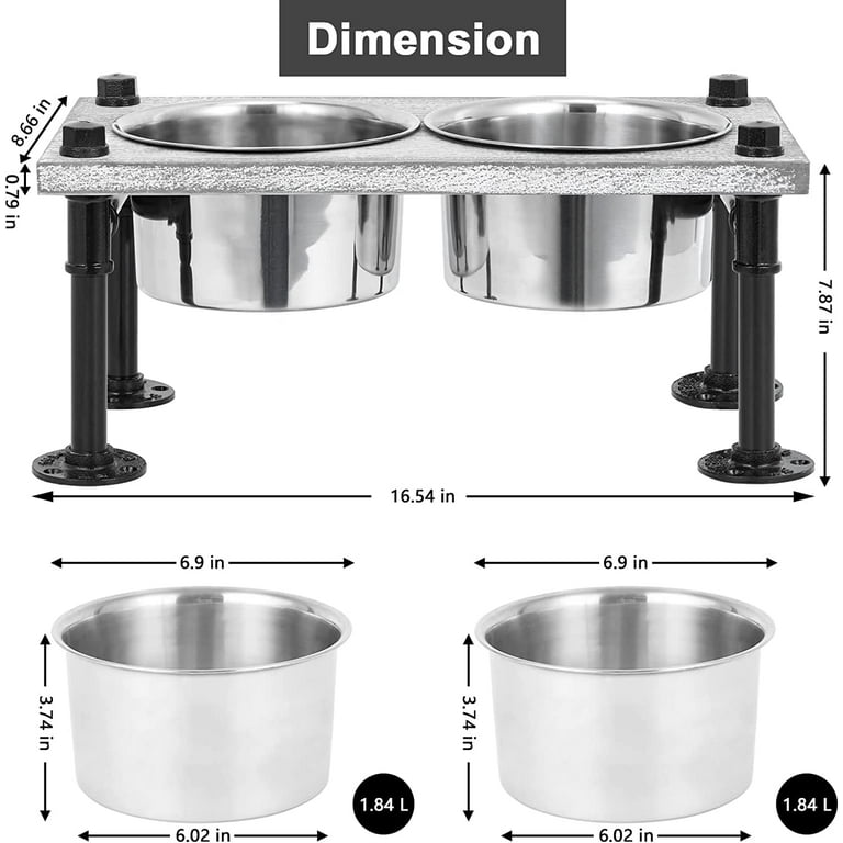 Elevated Dog Bowls Raised Dog Bowl Stand Feeder for Large Dogs, Wood  Farmhouse Dog Food Water Bowls with 2 Stainless Steel Bowls, Waterproof  Wood