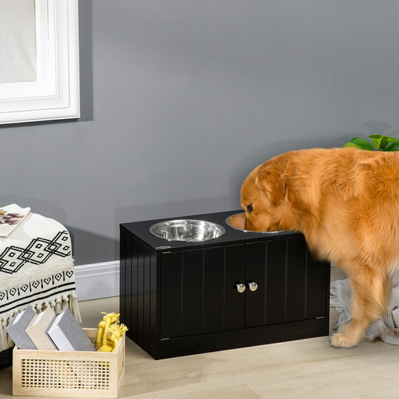 Elevated Dog Bowl with Storage Compartment Removable Stainless Steel Bowls for Large Dogs
