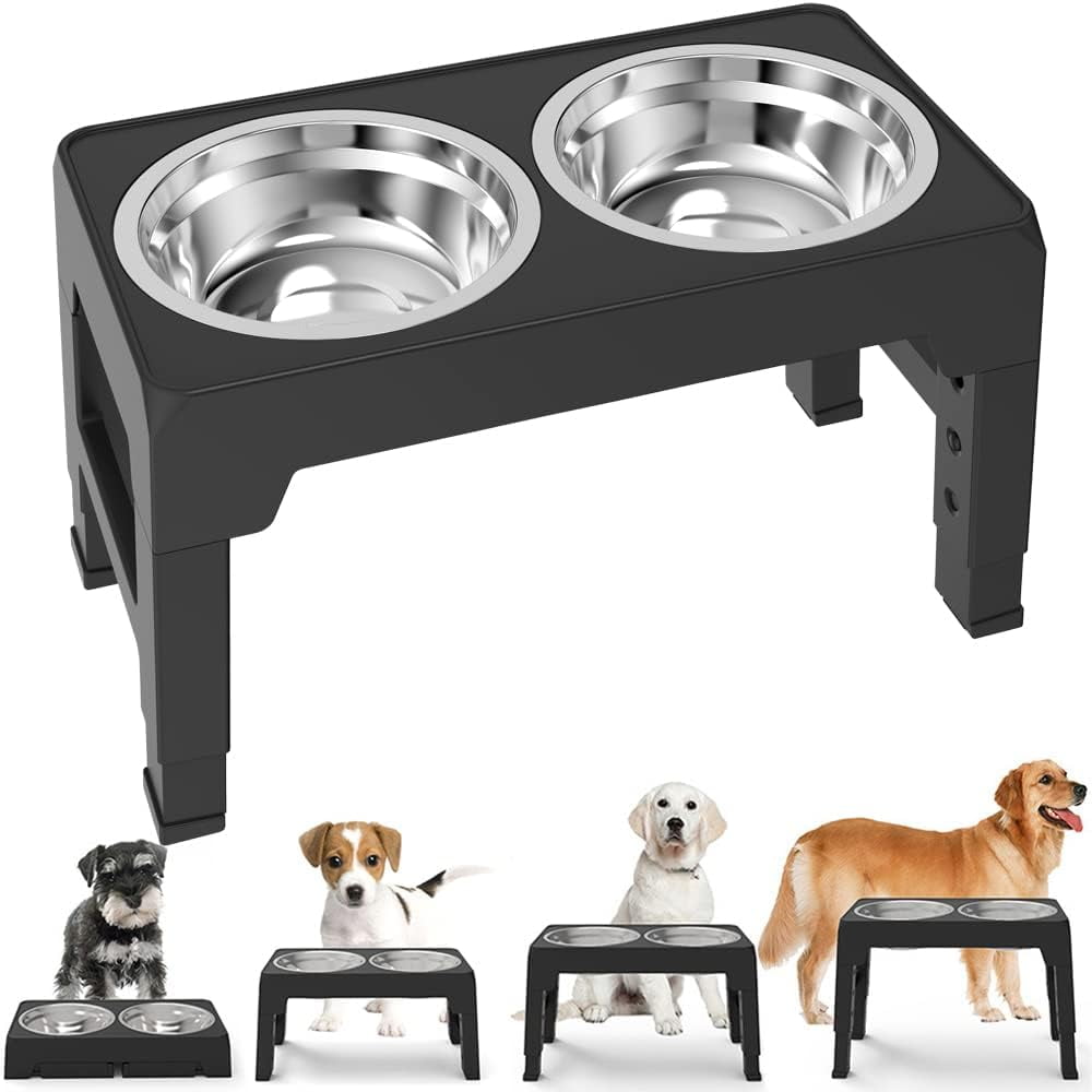 Elevated Dog Bowls Stand - Adjusts to 3 Heights for Small, Medium