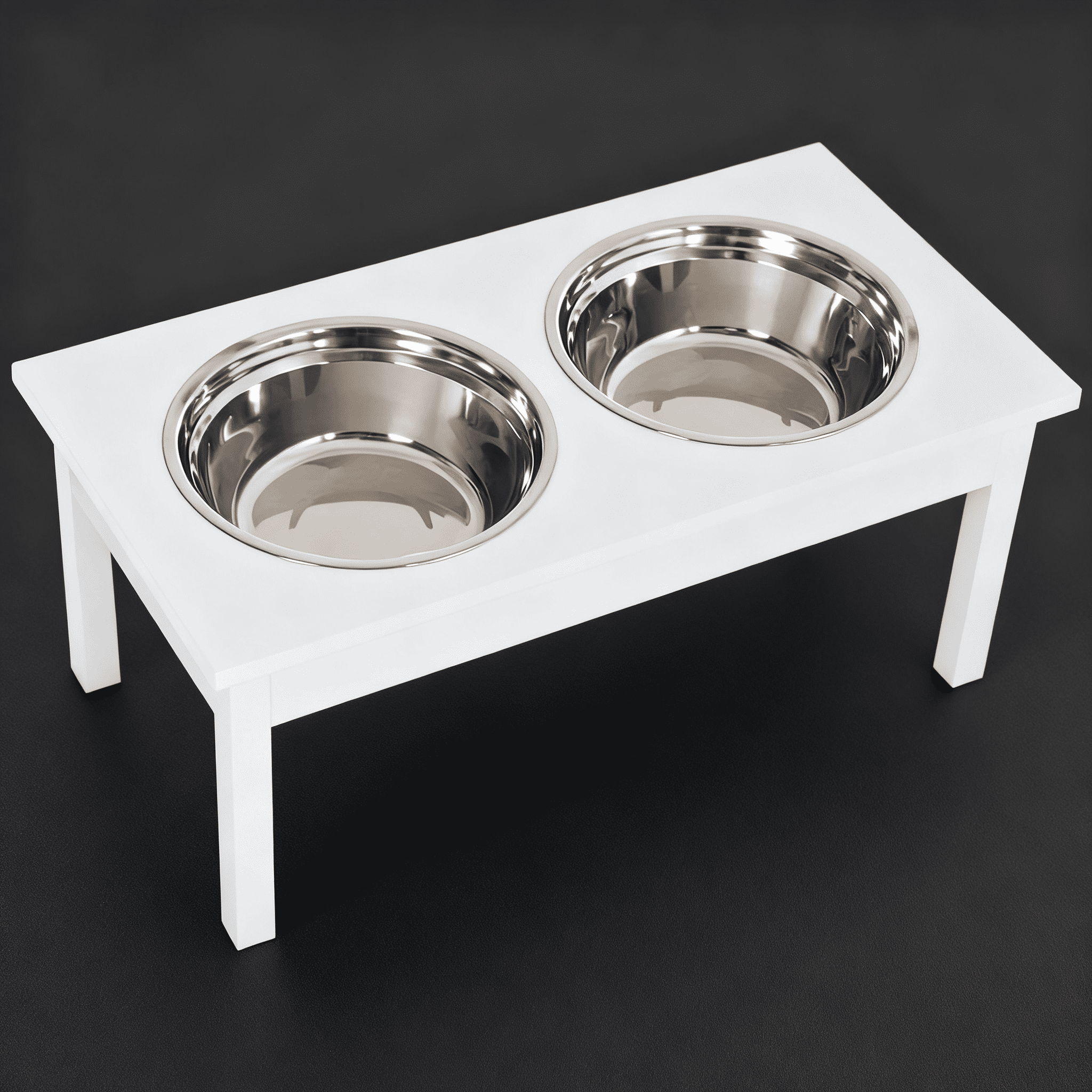 Elevated Dog Bowls, 2-in-1 Raised Pet Feeder with Stainless Steel Bowls, Non-Slip MDF Feeding Station for Small Medium Dogs Like French Bulldog Pug Beagle