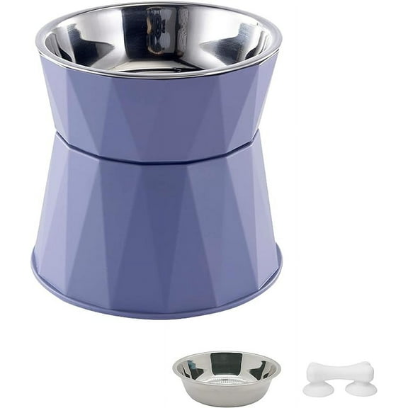 Elevated Dog Bowls with 3 Adjustale Heights,2 in 1 Raised Dog Bowl with Non-Slip Base for Food and Water,Stainless Steel Slow Feed Cat Bowl for Small Size Dogs and Cats