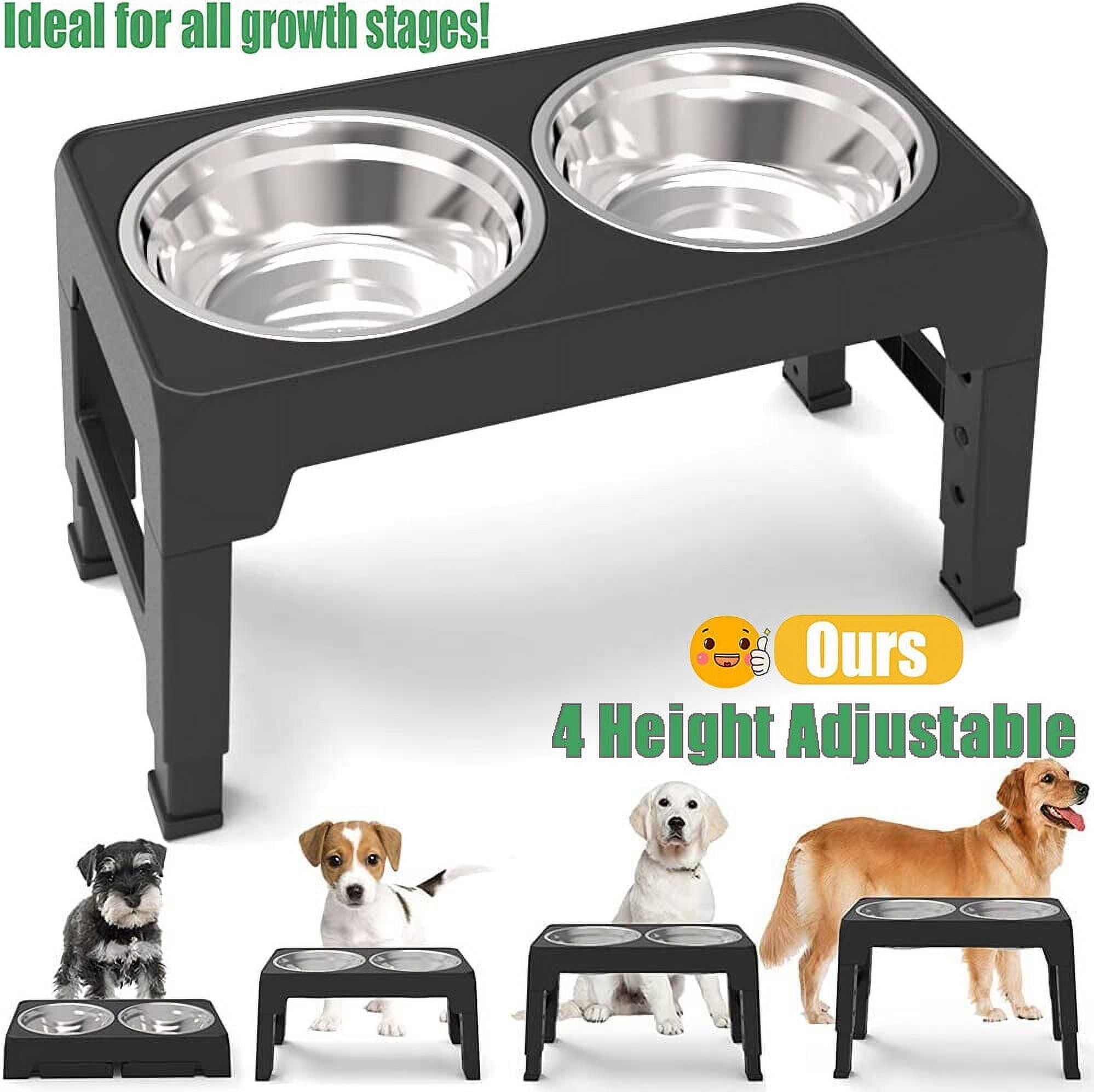 Elevated Dog Bowls 4 Height Adjustable Raised Dog Bowl with 2 Stainless