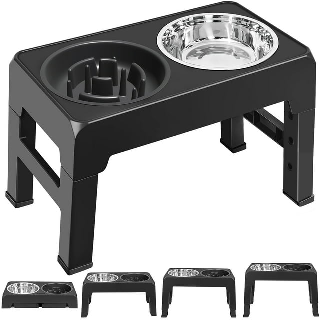 Elevated Dog Bowls, 4 Height Adjustable Raised Dog Bowl with 2