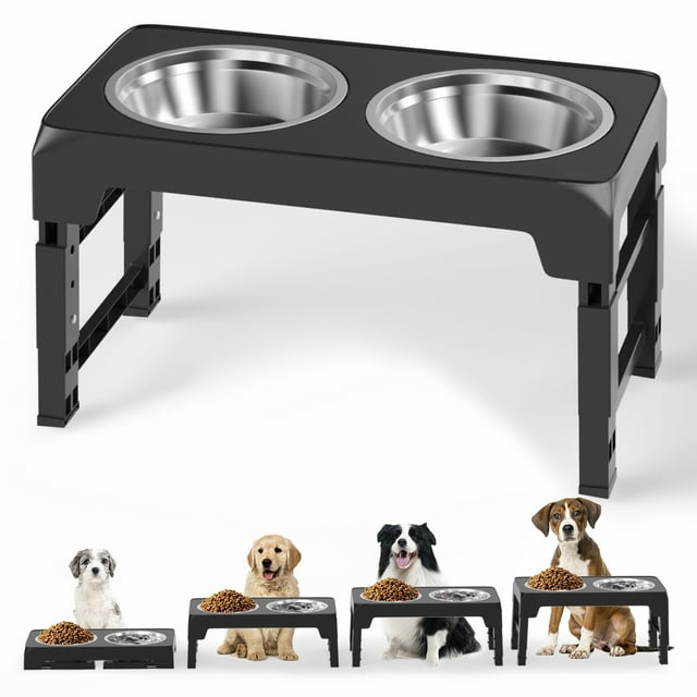 Elevated Dog Bowls, 5 Adjustable Heights Raised Dog Bowl, Dog Bowl