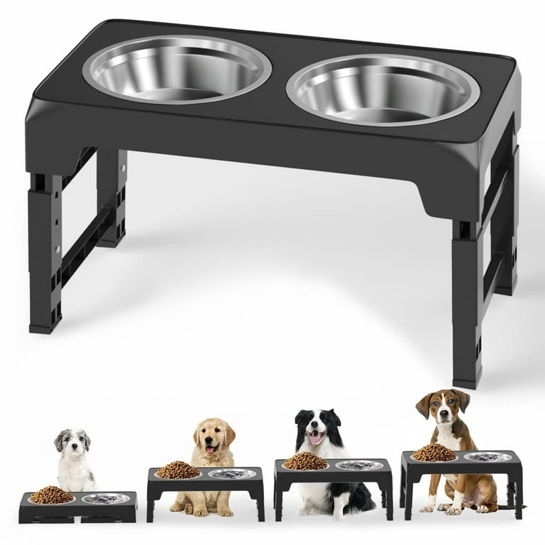 Elevated Dog Bowls, 5 Adjustable Heights Raised Dog Bowl, Dog Bowl Stand with 2 Thick 42oz Stainless Steel Dog Food Bowls for Small Medium Large Dogs