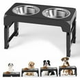 thumbnail image 1 of Elevated Dog Bowls, 5 Adjustable Heights Raised Dog Bowl, Dog Bowl Stand with 2 Thick 42oz Stainless Steel Dog Food Bowls for Small Medium Large Dogs Cats, Black, 1 of 8