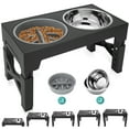 thumbnail image 1 of Elevated Dog Bowls - 5 Heights Adjustable Raised Dog Food Bowls with Slow Feeder Bowl and 2 Stainless Steel for Small Medium Large Dogs Cats(BLACK), 1 of 8