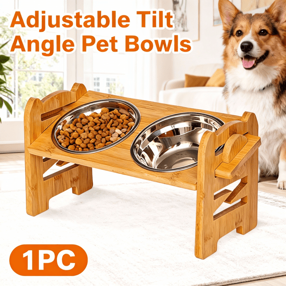 Elevated Dog Bowls Large Breed Raised Dogs Bowl Stand Large/Medium Sized Dog Food Water Bowl Stands Adjustable Pet Feeder Dish Station