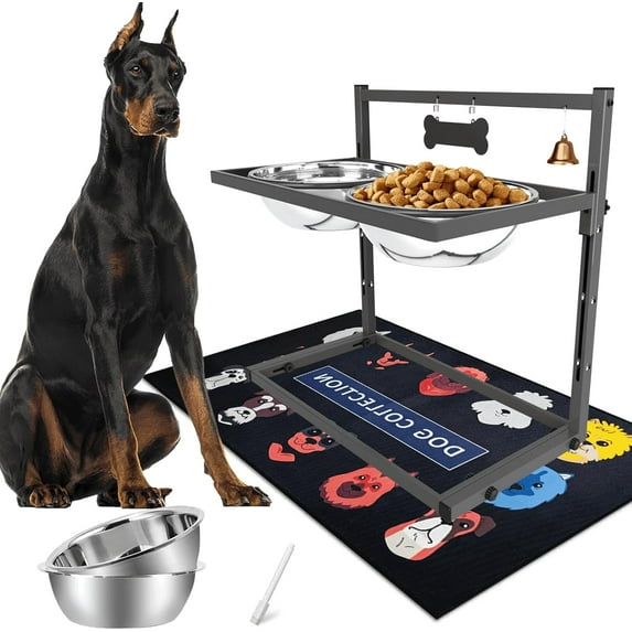 Elevated Dog Bowls for Large Dogs and Extra Large Sized Dog Raised Dog Bowl Stand Adjustable Height with Two 3000ML(13-14cups) Stainless Steel Dog Food Bowls Metal Elevated Dog Bowl Stand