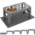 thumbnail image 1 of ZALALOVA Elevated Dog Bowls with Mat, Raised Dog Food Bowl Stand with 2 Stainless Steel Bowls, 5 Height Adjustable(3.15", 8.9", 10",11.2", 12.4") for Medium and Large Dogs（Gray）, 1 of 7