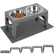 ZALALOVA Elevated Dog Bowls with Mat, Raised Dog Food Bowl Stand with 2 Stainless Steel Bowls, 5 Height Adjustable(3.15", 8.9", 10",11.2", 12.4") for Medium and