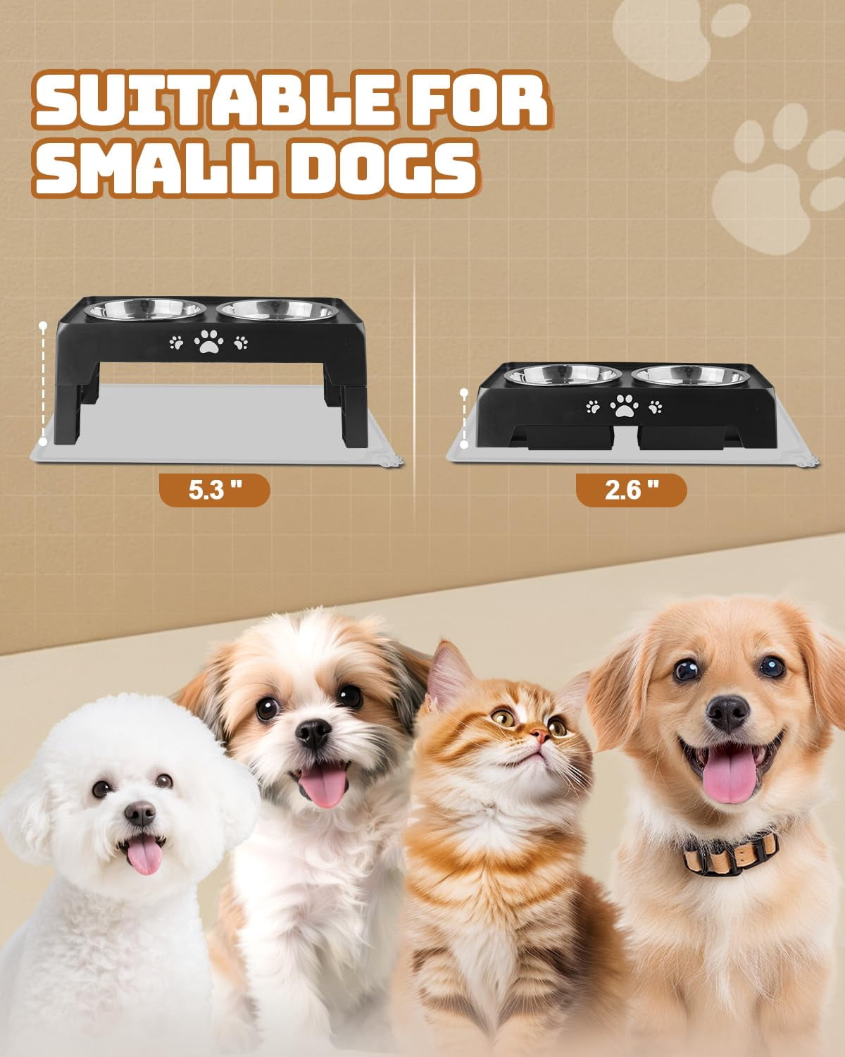 Elevated Dog Bowls for Medium and Large Dogs Adjustable Height Raised Feeder with Non-Slip Base Stainless Steel and Slow Feeder Bowls Durable Pet Feeding Station