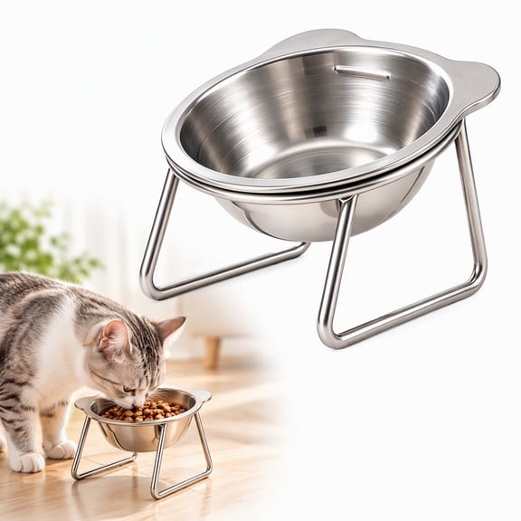 Elevated Dog Bowls, Raised Pet Bowl Stand with Tilted Stainless Steel Bowl, Elevated Cat Food Bowl for Small Dogs and Cats๏ผ1pcs๏ผ