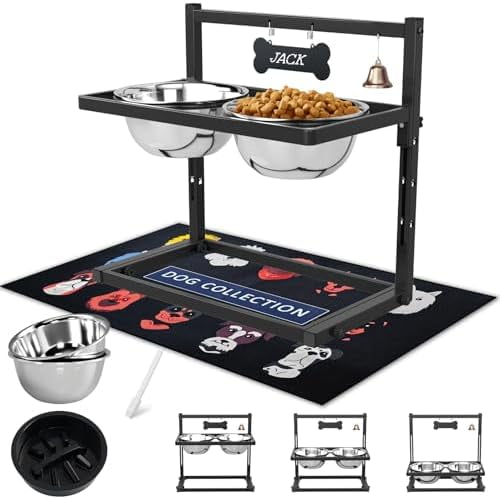 Visual Reference: Elevated Dog Bowls With Slow Feeder Spillproof Mat Raised Dog