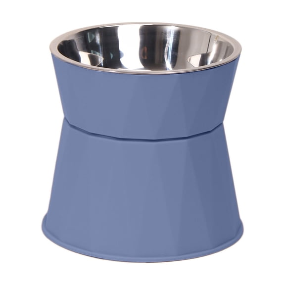 Elevated Dog Bowls for Small Dogs, 2 in 1 Raised Dog Bowl with Non-Slip Base for Food and Water, Plastic Slow Feed Cat Bowl for Small Size Dogs and Cats (Blue)