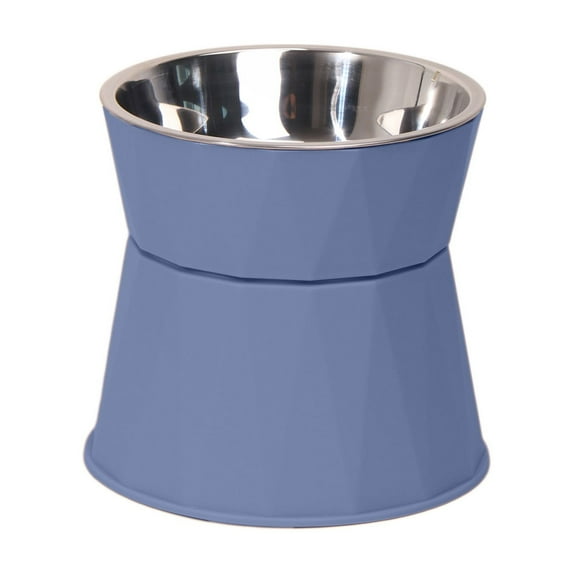 Elevated Dog Bowls for Small Dogs, 2 in 1 Raised Dog Bowl with Non-Slip Base for Food and Water, Plastic Slow Feed Cat Bowl for Small Size Dogs and Cats (Blue)